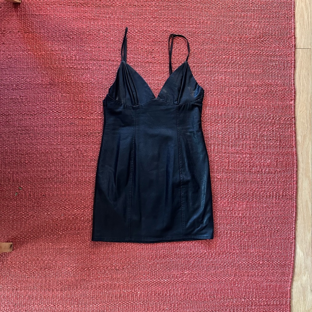 Revolve Faux Leather Spaghetti Strap Dress